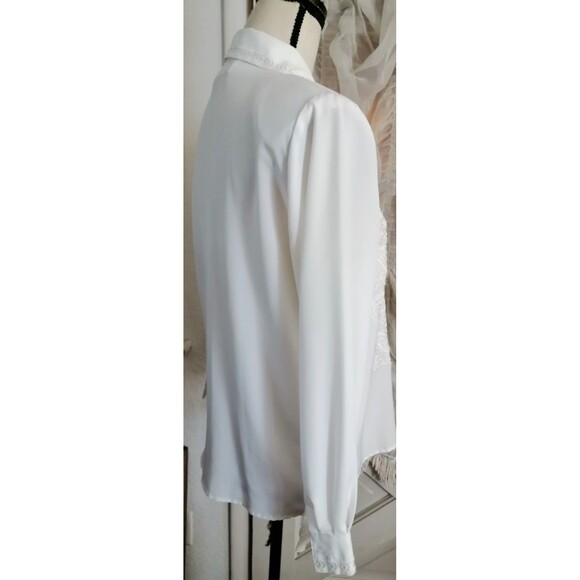 Vintage Petite Sophisticate button down blouse Embroidered Floral Size 8P Ivory - Picture 3 of 4